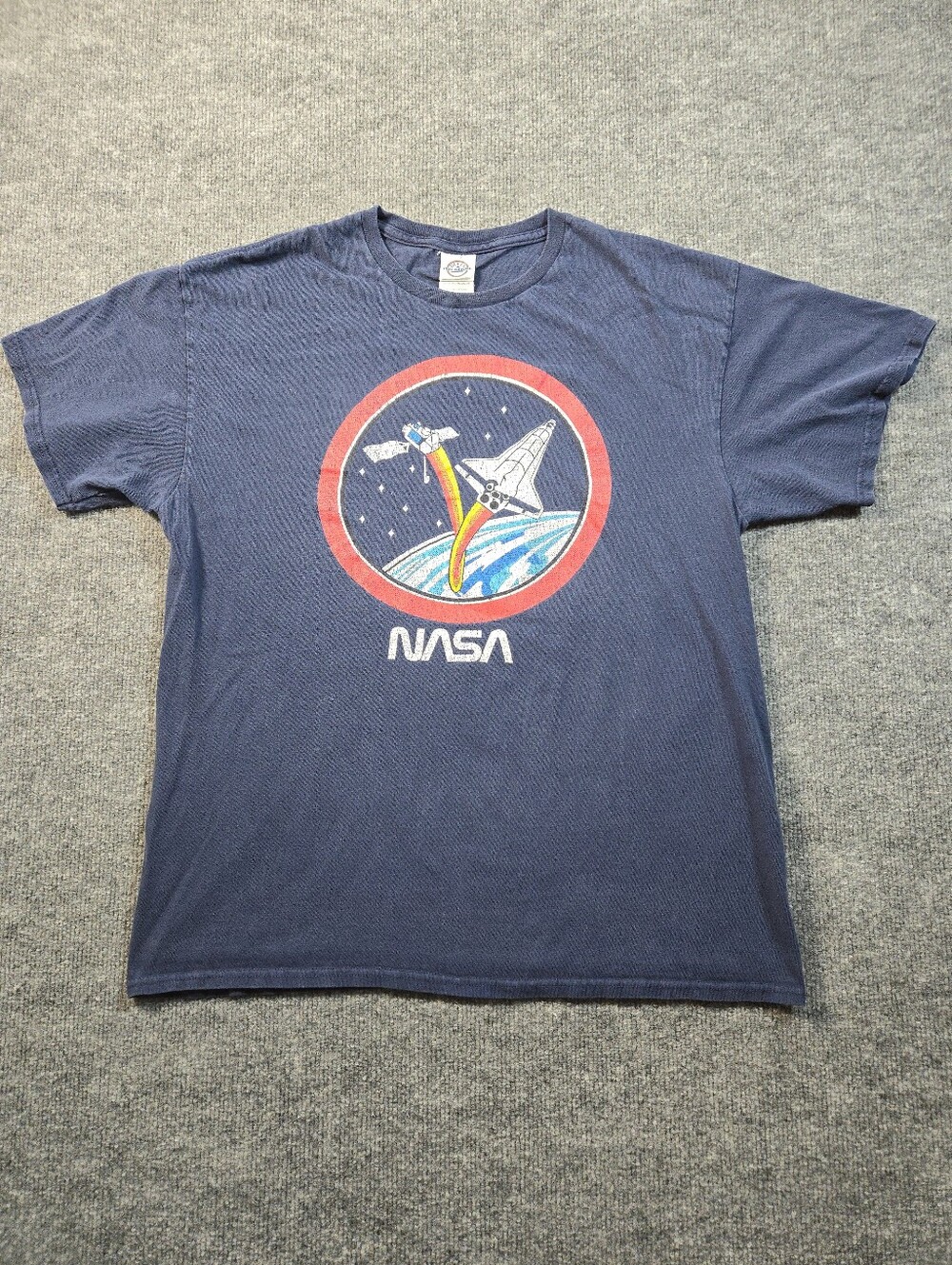 Vintage Delta Pro Weight NASA Space Shuttle Graphic Tee Navy Blue Large